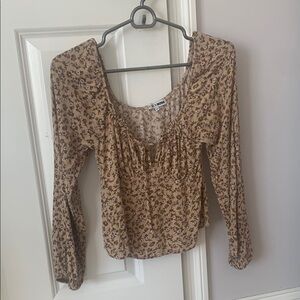 Fashion Nova Floral Blouse in Brown and Pink